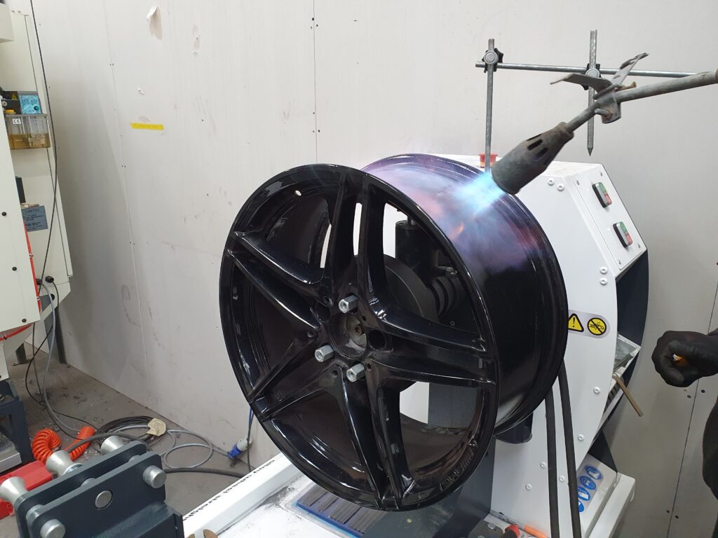 Alloy Wheel on a Wheel Straightening Machine