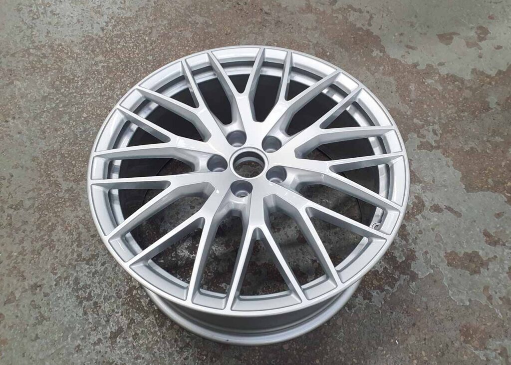 Image shows an example of a brilliant silver powder coated wheels