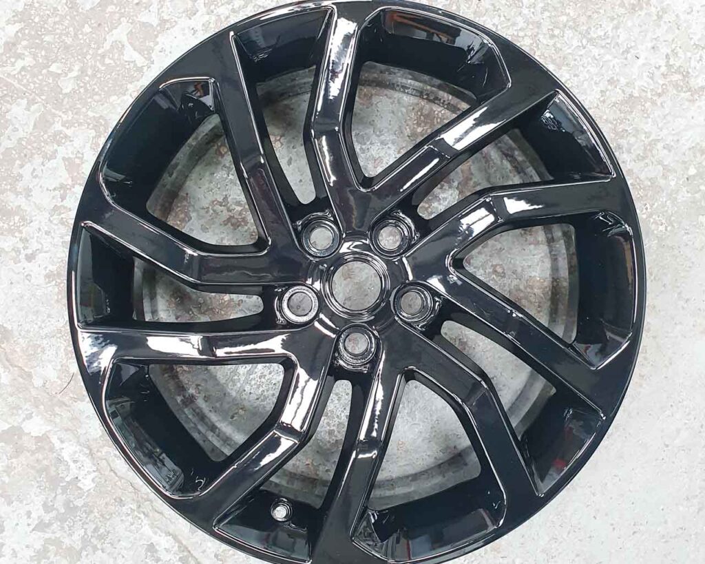 Image shows an example of a gloss black powder coated wheels