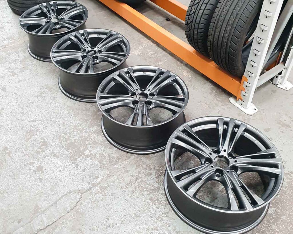 Image shows an example of a Gun Metal powder coated wheels